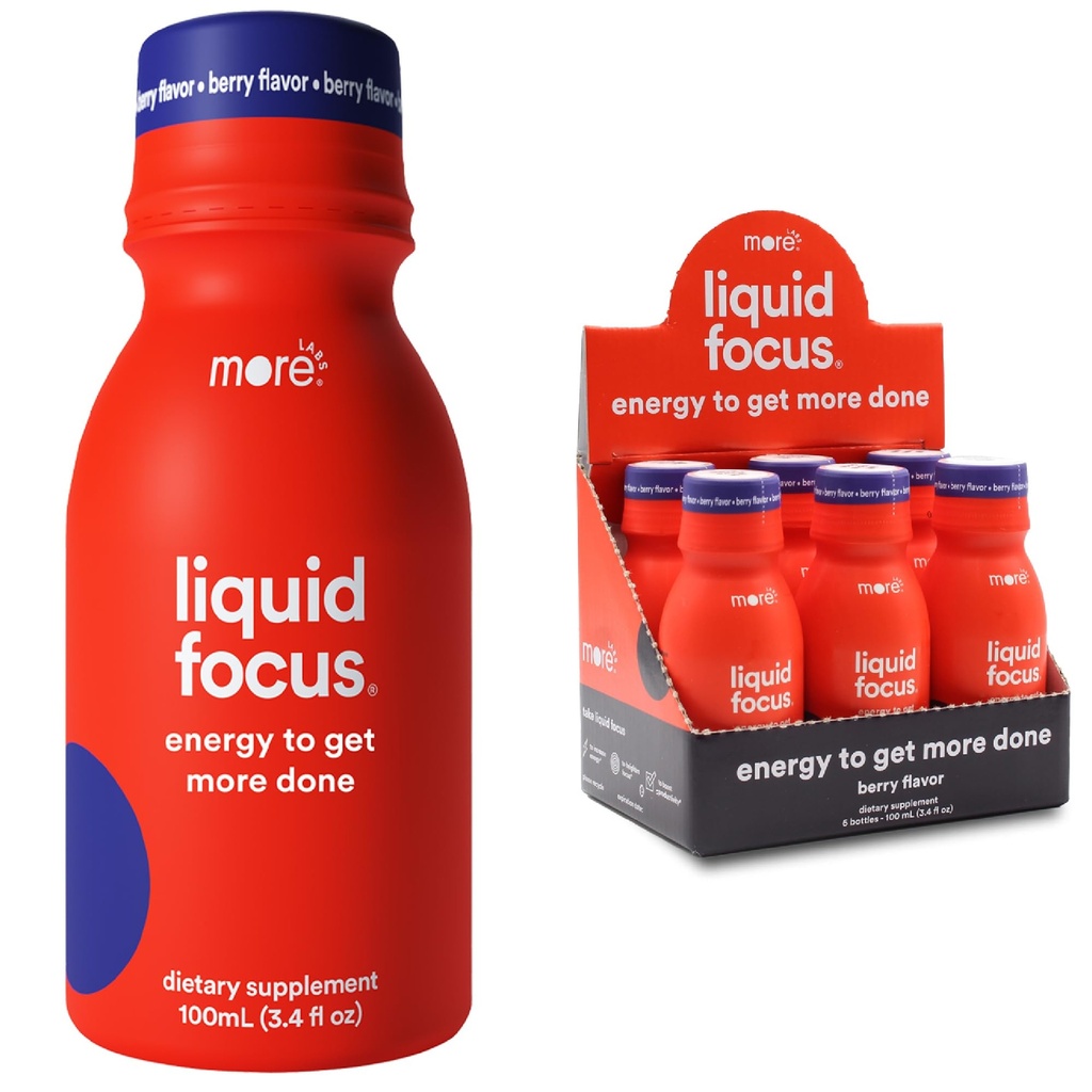 Lisää Labs Liquid Focus, Nootropic Smart Drink Powerful Antioxidants & Adaptogenic Herbs for Energy and Concentration, 150mg kofeiini (Pack of 6)