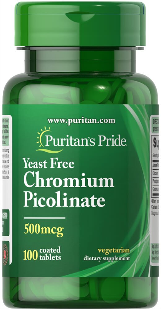 Puritaanit Pride Cromi Picolinate 500 Mcg Hiivaton, 100