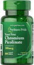Puritaanit Pride Cromi Picolinate 500 Mcg Hiivaton, 100