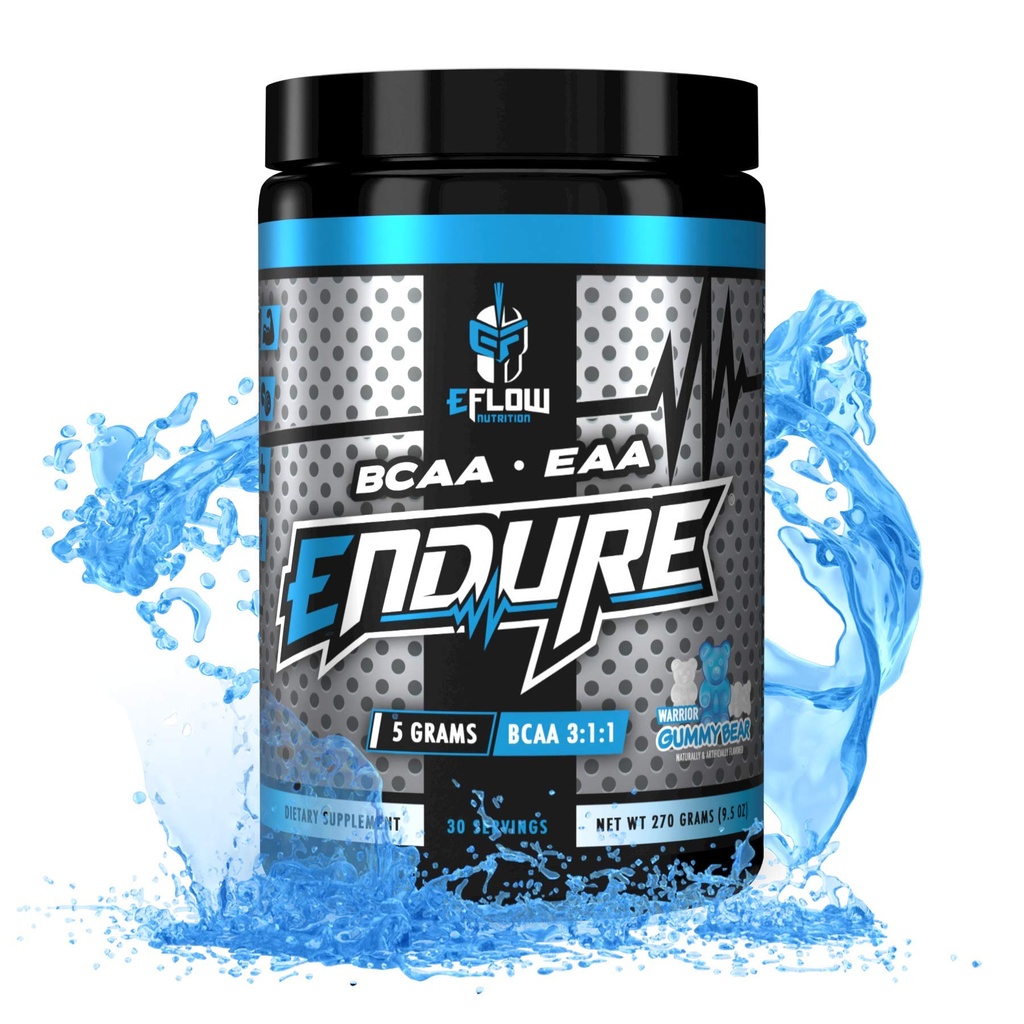 eFlow Nutrition Endure BCAA Plus EAA - Essential amino Acids Electrolyte Powder Intra Harjoitus - Parantaa energiaa, hyödyntämistä ja suorituskykyä - Soturi Gummy Bear(30 Palvelee)