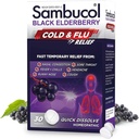 Sambucol Cold and Flu Relief Tablets - Homeopathic Cold Medicine, Remedy for Adults, Black Elderberry för Colds, Zink Remedy - 30 Count