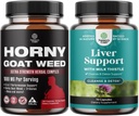 Bundle of Horny Goat Weed for Men - Extra Strength Mies Supplement for Stamina & Energy and Liver Cleanse Detox & Repair - Silymarin Milk Thistle with Dandelion Root Choline Beetroot Artisoke Extract