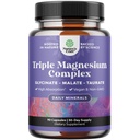 Triple Magnesium Complex Supplement Elemental - suuri imeytyminen Magnesium Taurate ja Glycinate Plus Malate Blend unilääke luuhun ja enemmän - Non GMO Vegan 90CT