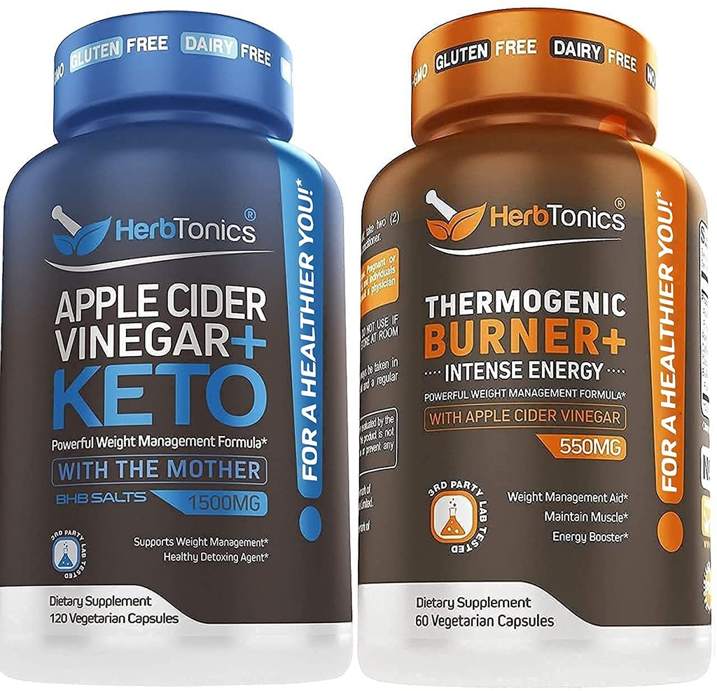 Herbtonics Apple Siideri Viinietikka + Keto BHB Formula - Digestion & Detox Tuki, ruokahalua Control Supplement.