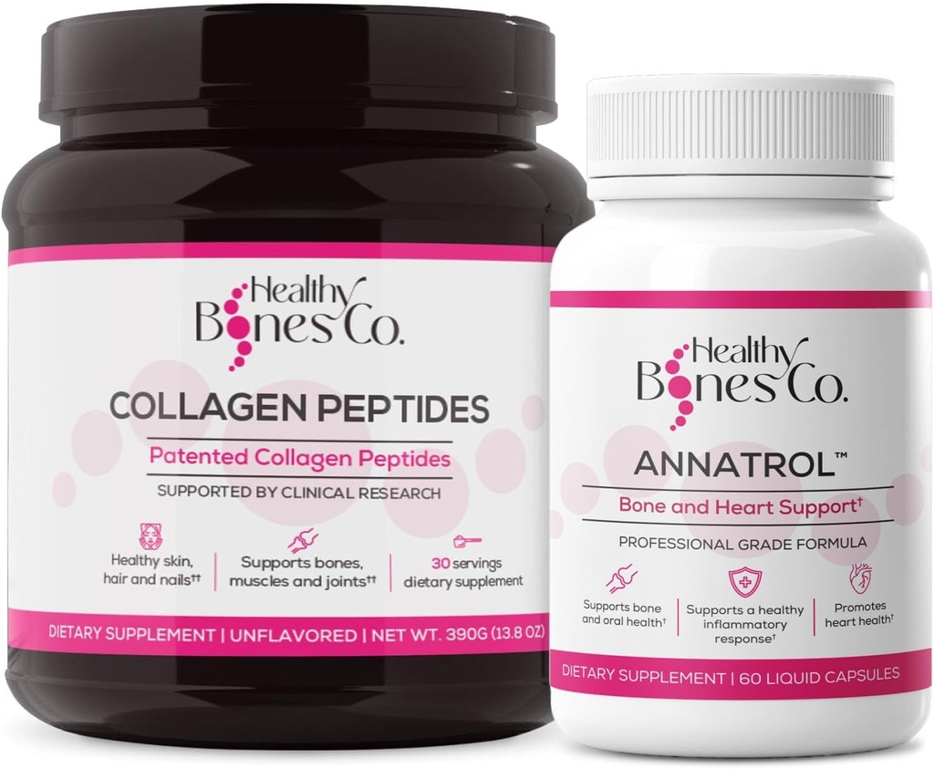 Annatrol Bone Support & FORTIBONE Collagen Peptides w/FORTIGEL, VERISOL - Complete Bone, Joint, Iho, Hiukset, Nails & Metabolic Support .