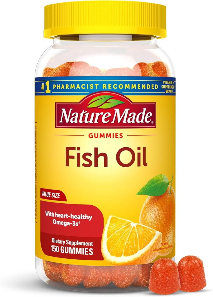 Luonto Made Fish Oil Omega 3 Gummies, Omega 3 Kalaöljyä täydentää, Terve sydän tuki, 150 Gummies, 75 päivän tarjonta