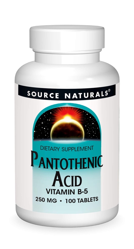 Källa Naturals Pantothenic Acid 250 mg Vitamin B-5 Kosttillskott - 100 tabletter