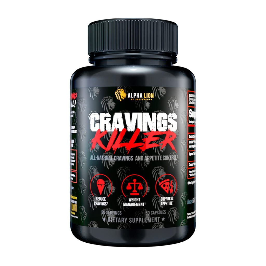 Alpha Lion Cravings Killer Supplement med Saffron Extract & Garcinia Cambogia Extract för Metabolism & Diet Support, hjälper till att kontrollera hunger och mer (50 kapslar)