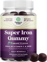 Extra Strength Iron Gummies naisille ja miehille - Potent 45 mg per Tarjoilu purutabletti täydentää naisille ja miehille C-vitamiinia suurempi Imeytyminen - Vegaani päivittäin Iron Gummy Ei Keinotekoisia makuja