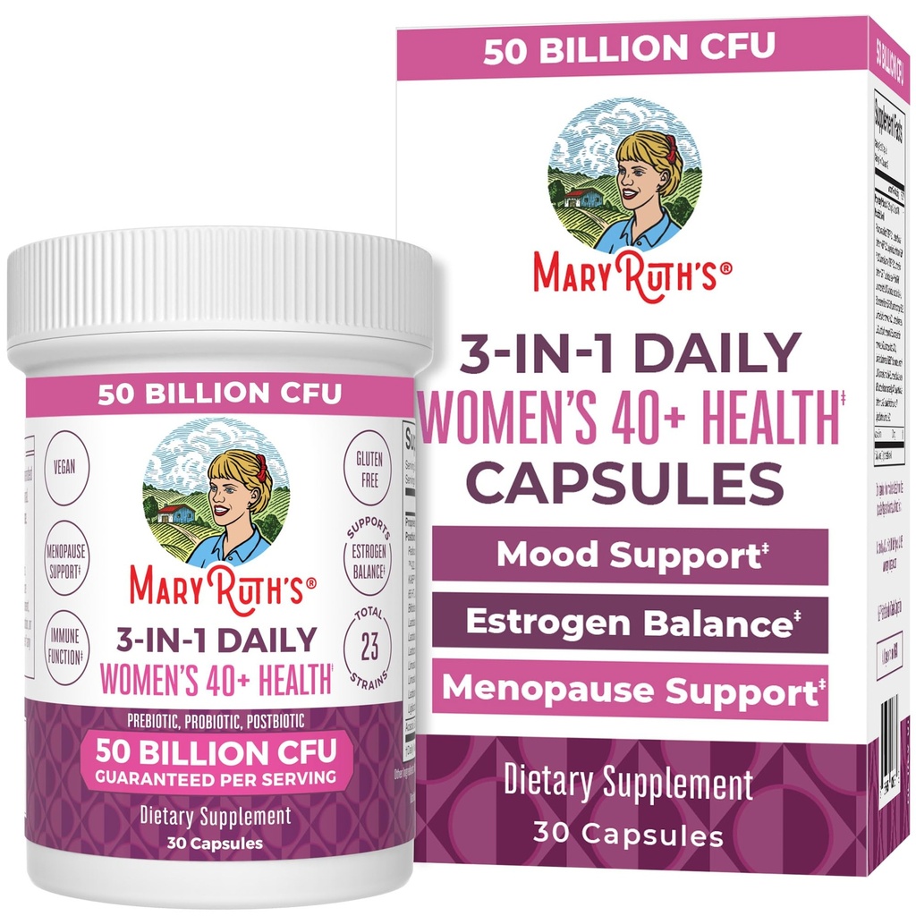 MaryRuth Organics 3-in-1 Daily Health 40+ Probiootit naisille Kliinisesti testattu ...