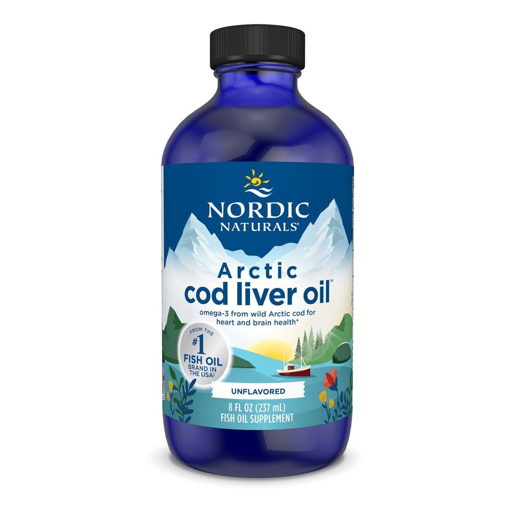 Nordic Naturals Arctic Cod Liver Oil, Unmariored - 8 oz - 1060 mg Total Omega-3s with EPA & DHA - Heart & Brain Health, Healthy Immunity, Overall Wellness - non-GMO - 48 Servings