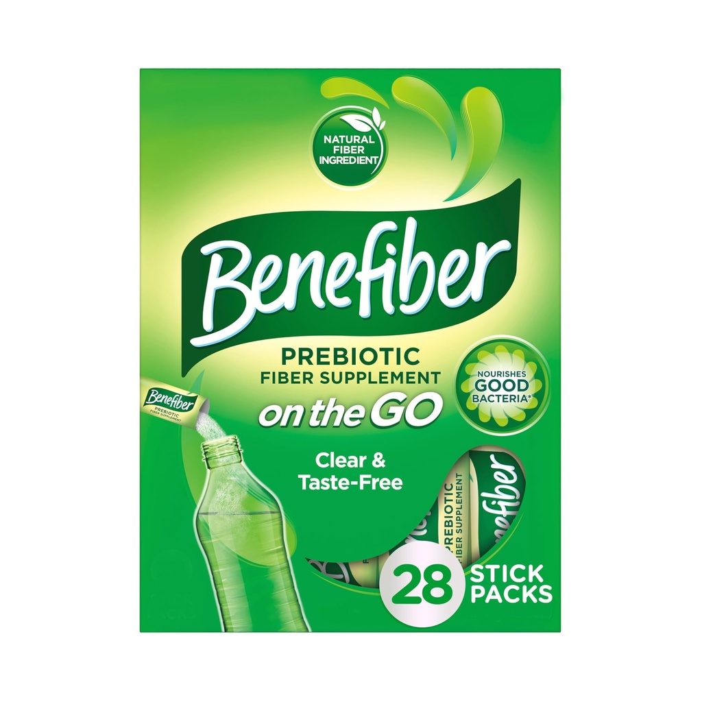 Benefiber på Go Prebiotic Fiber Supplement Powder för Digestive Health, Daily Fiber Powder, Unflavored Powder Stick Packs - 28 Sticks (3,92 Ounces)