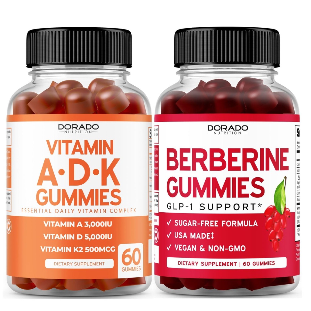 ADK Gummies vitamiini D3 K2 (60 Gummies) Sokeriton D3 K2 - täydentää D & K - 10 Vegan täydentää - Berberine Gummies kanssa ceylon kaneli aikuisille - ei GMO & valmistettu USA