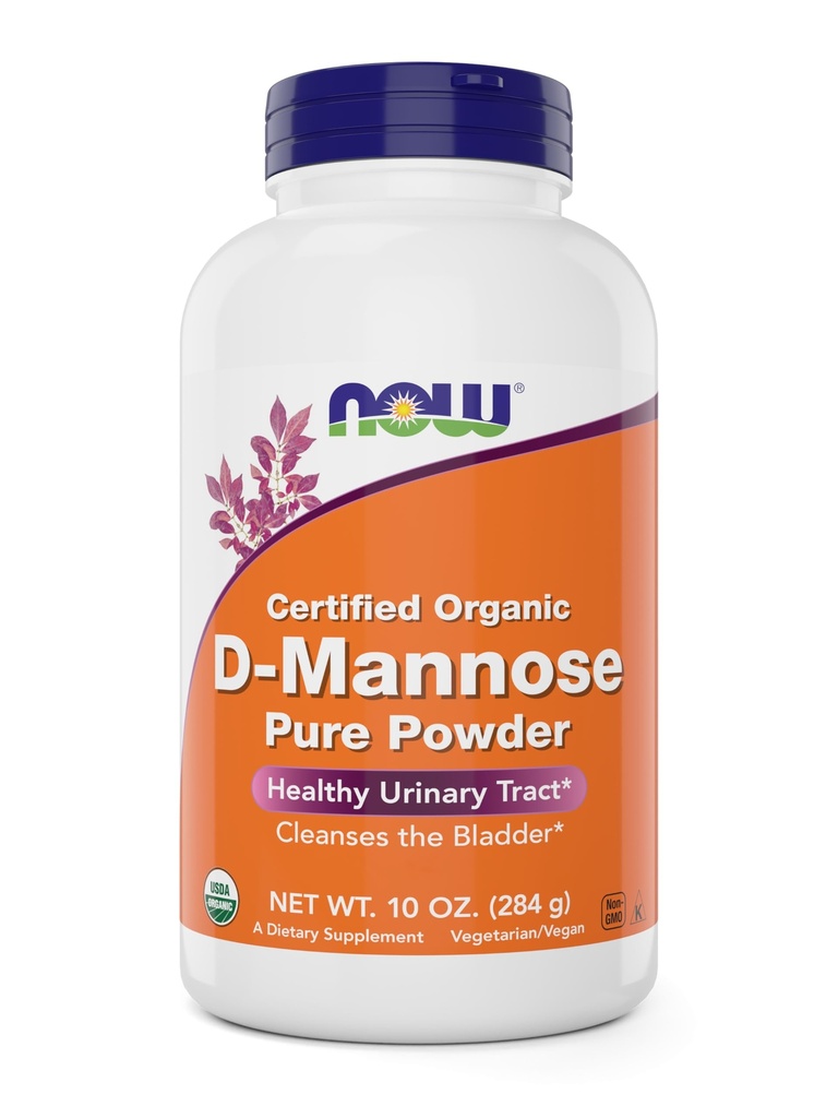 NOW Foods Pure, Organic D-Mannose 10 oz Powder - Bladder Cleanse och Urinary Tract Health Supplement - Non-GMO - Vegan Friendly - 2000mg / 2 Grams per portion