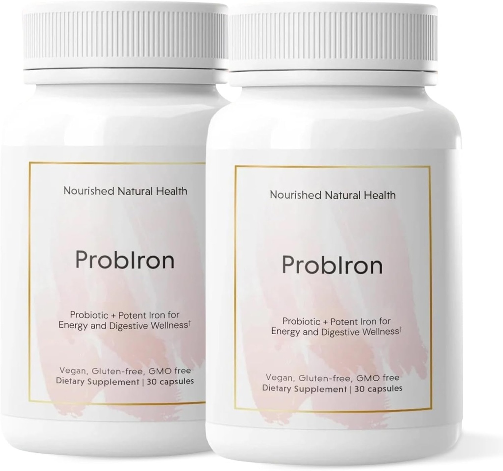 Ravitsemus Natural Health ProbIron - Naisten Probiootti + Rauta täydentää Tehostettu C-vitamiinia ja kuparia - Vegan Formula energian ja digestiivinen hyvinvointi - 60 kapselia