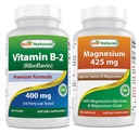 Best Naturals B2-vitamiini (Riboflaviini) 400 mg & Magnesium Glycinate 425 mg