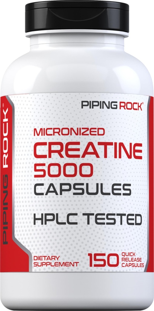 Piping Rock Creatiini Monohydraattikapselit ... 5000 mg ... 150 pilleriä... Micronized Supplement for Miehet ja naiset...