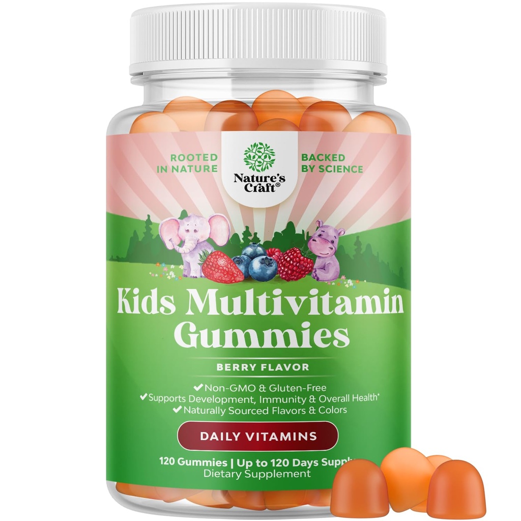 USDA Organic Kids Multivitamiini Gummies - Vegaani Organic Multivitamiini lapsille 2+ 14 Essential Vitamiinit ja mineraalit - Päivittäinen Gummy Multivitamiinit Vegaanipähkinä vapaa & ei-GMO (120 Count)
