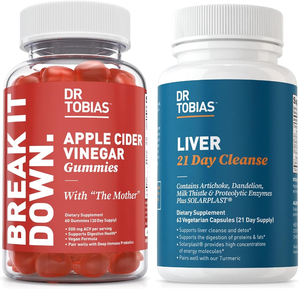 Tobias Liver 21 Day Cleanse ja Apple Siideri Viinietikka Gummies - Tukee Dgestive Health ja maksa Detox, Vegan, ei-GMO