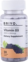 Briyo-vitamiini d3 purutabletti - 2000 IU (50 mikrog per tarjoilu) - herkullinen luonnon viinirypäleen maku, 90