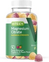 VITEEY Magnesium Gummies för vuxna - 255mg Magnesium Citrate Gummy för lugn, sömn, nerv- och muskelfunktionsstöd - Vegan, Gluten Free - 90 Count