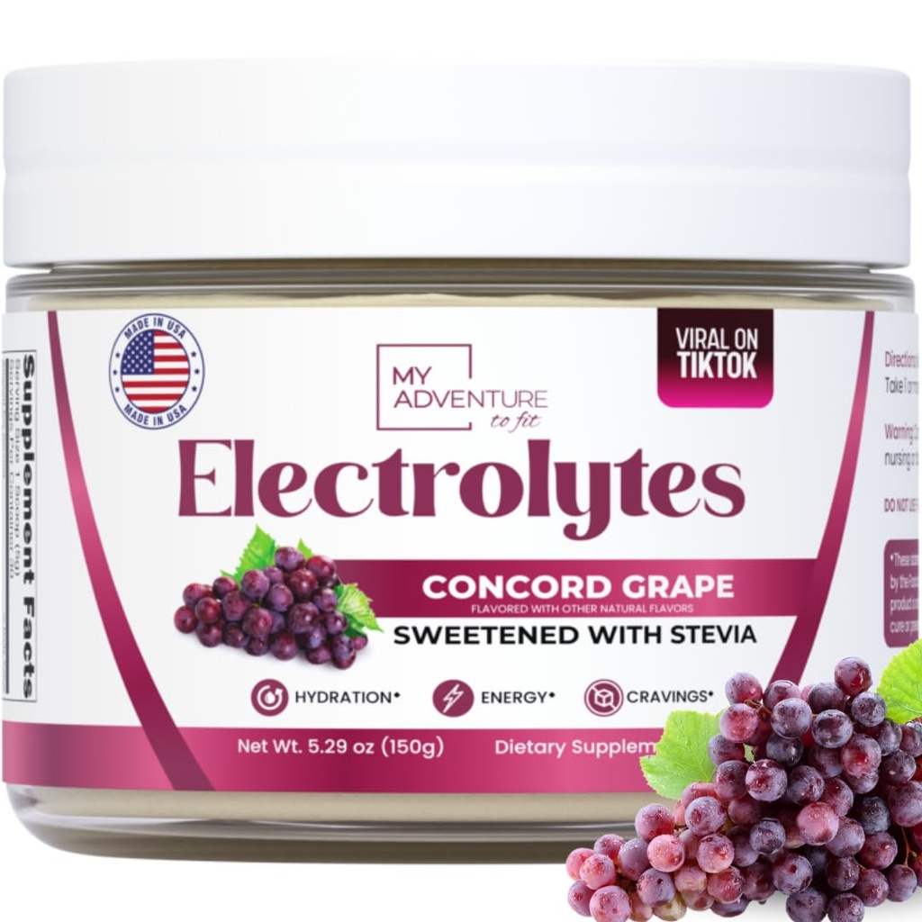 Zero Sugar - Concord Grape Elektrolyyttejä Powder - Erittäin virkistävä Hydraation - Kofeiiniton energia kaikki luonnolliset ainesosat - Vegaani, Keto & Paleo - Sokerittomia Electrolyyttejä Drink Mix - 30 tarjoilua