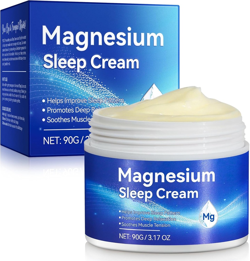 Magnesium Oil Cream för sömn, Magnesium Body Butter - Stöd för sömn, Leg Cramps, Joint Support och Muscle Soreness-Fast Absorption-Nighttime Magnesium Cream 3 fl oz