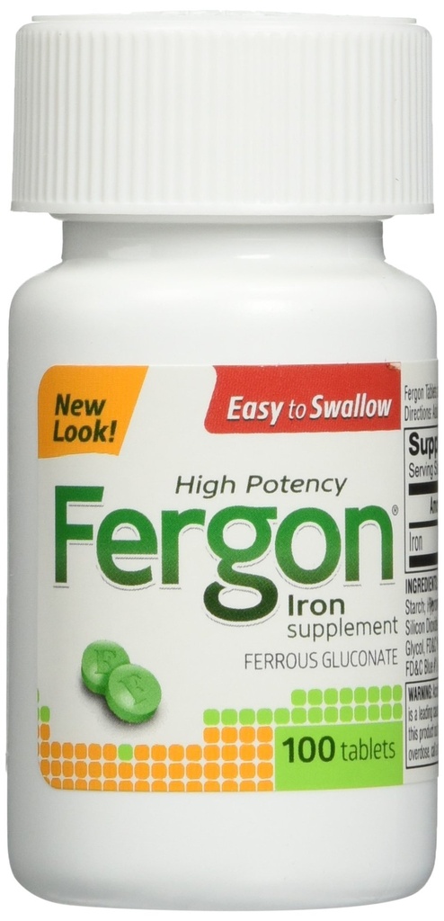 Fergon High Potency Iron Supplement Tabletit, 100
