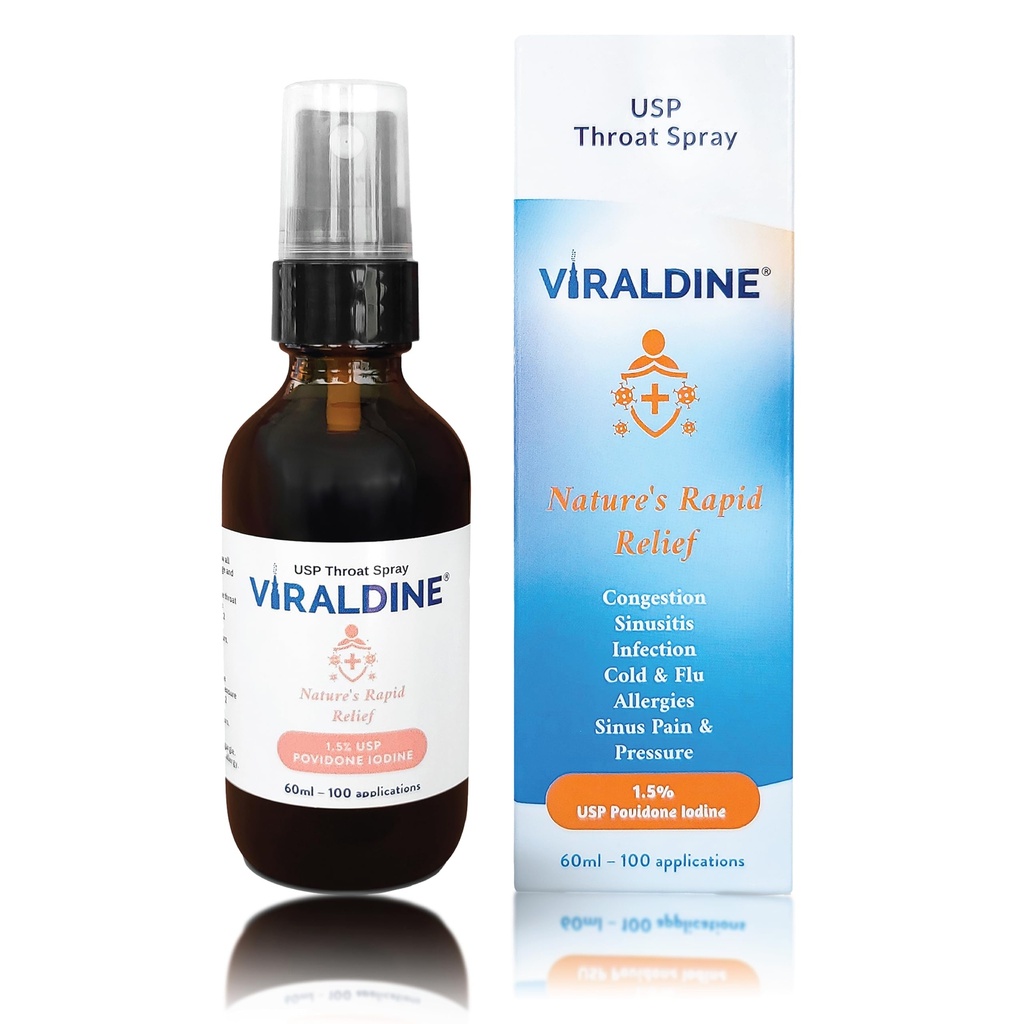1, 5% Povidoni-jodi- sore-kurkkusuihke, mikromuoviton pullo, FSA/HSA-tukikelpoinen, 60 ml