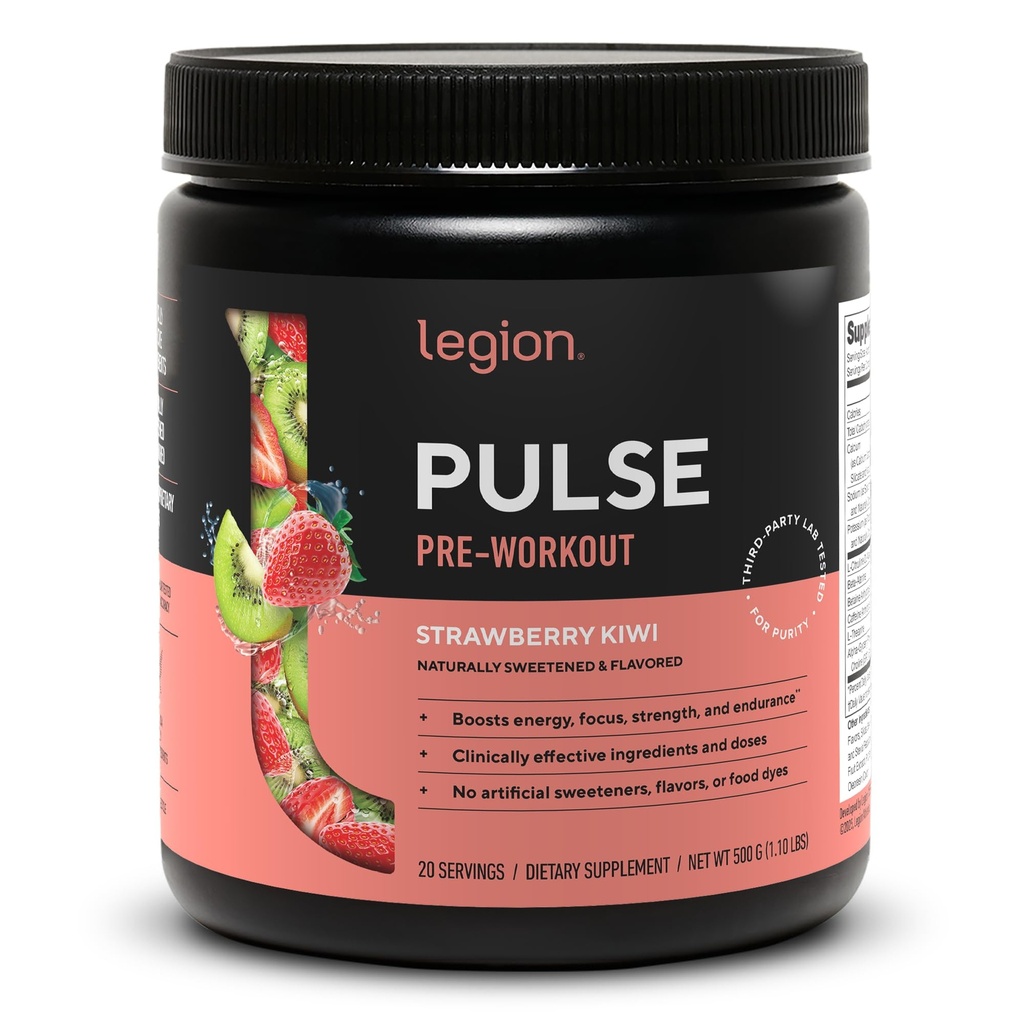 LEGION- Kaikki luonnon typpioksidin esitreenata Drink Boost Energy, Creatiini ilmaiseksi, luonnollisesti makeutettu, Beta Alanine, Sitruliini, Alpha GPC (Strawberry Kiivit)