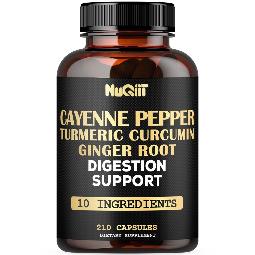 Cayenne Pepper Supplement med gurkmeja Curcumin Root, Ginger Root, Ceylon Cinnamon Bark & More - Immune System, Joint Health & Digestive Health Support - 210 kapslar