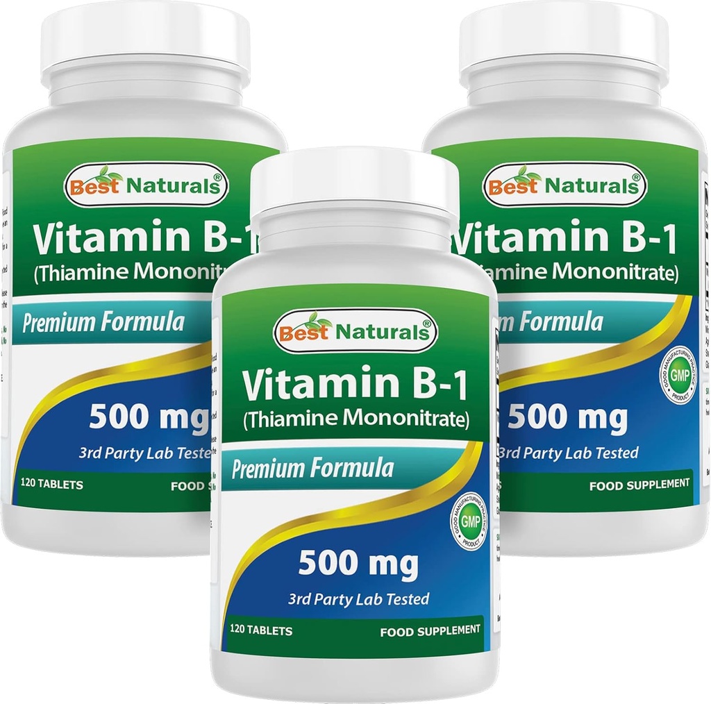 Best Naturals B1-vitamiini tiamiinimononitraattina 500 mg 120 tablettia (120.