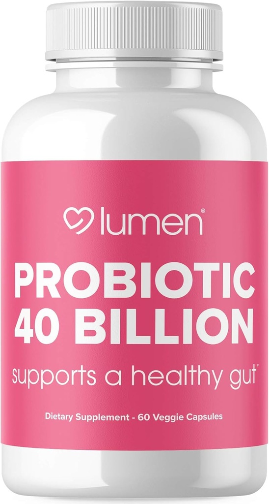 Lumen Naturals Probiotics 40 miljarder CFU | Probiotika för kvinnor och män | Stöder matsmältning, Gut Health & Immune System med Digestive Enzymes - 60 Veggie Count