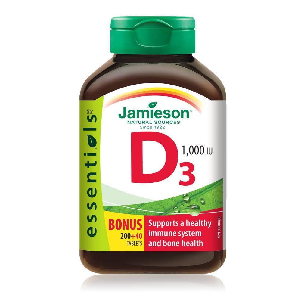 D3-vitamiini 1 000 IU Bonus - 240 tabs Merkki: Jamieson Laboratories