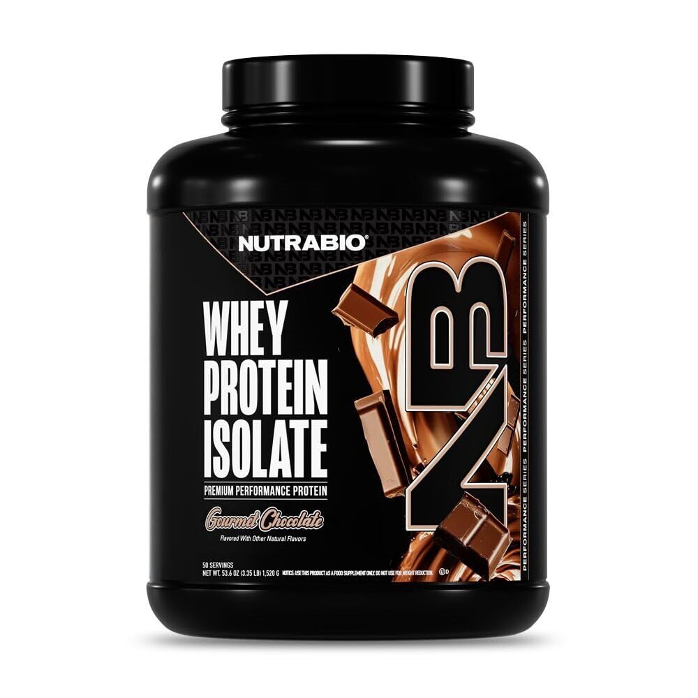 NutraBio 100% Whey Protein Isolate Protein Powder, 25g Protein med komplett Amino Acid Profile, Non-GMO, Soy & Gluten Free, Low Carb, Low Calorie Whey Protein Powder, Dutch Chocolate, 5 Lbs