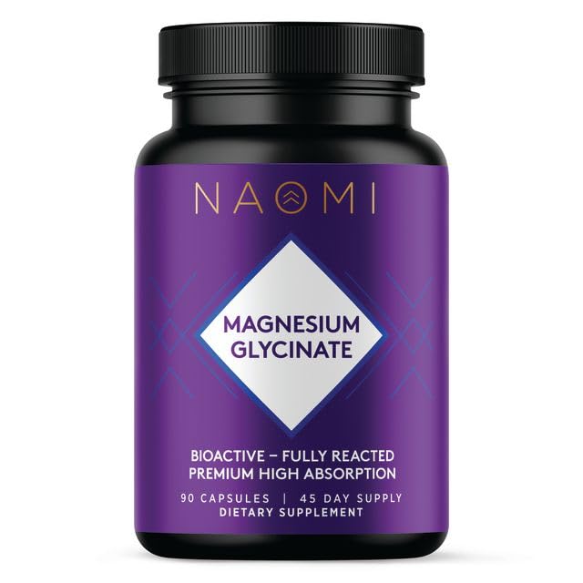NAOMI Magnesium Glycinate - Bioactive Fully Reacted Premium High Imeytyminen - tukee lihas, hermo, & Heart Health - Chelamax Magnesium Bisglysinaatti - 90 kapselia, 45 päivän toimitus