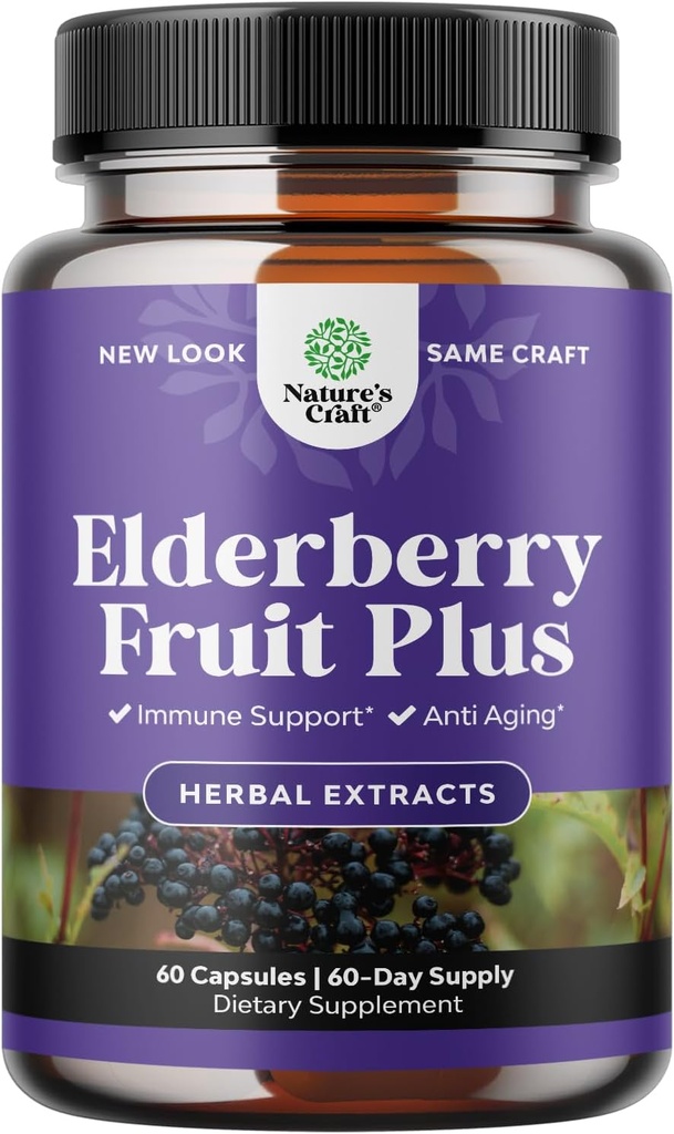 Musta Elderberry kapselit antioksidantti täydentää - Elderberry Immuuni tukea ihon täydentää ihovitamiinit ja Sambucus uute - Immuunijärjestelmän tuki