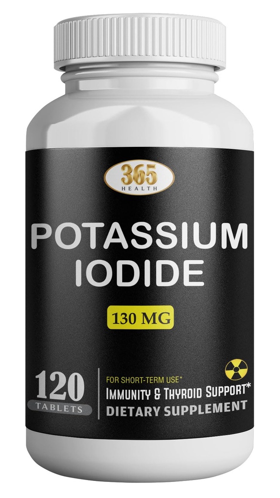Kaliumjodid130 mg - KI tabletter-Kalium130 mg - USA Made Potassiumjod piller YODO Naciente, Yoduro de potasio - 120 tabletter