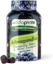 Ashwagandha Gummies, High Potency Ashwagandha Root Extract kanssa Magnesium Glycinate, Melatoniini, B6, Valerian Root, GABA, Passion kukka miesten ja naisten. 60 Count 30 annosta minunVidaPure