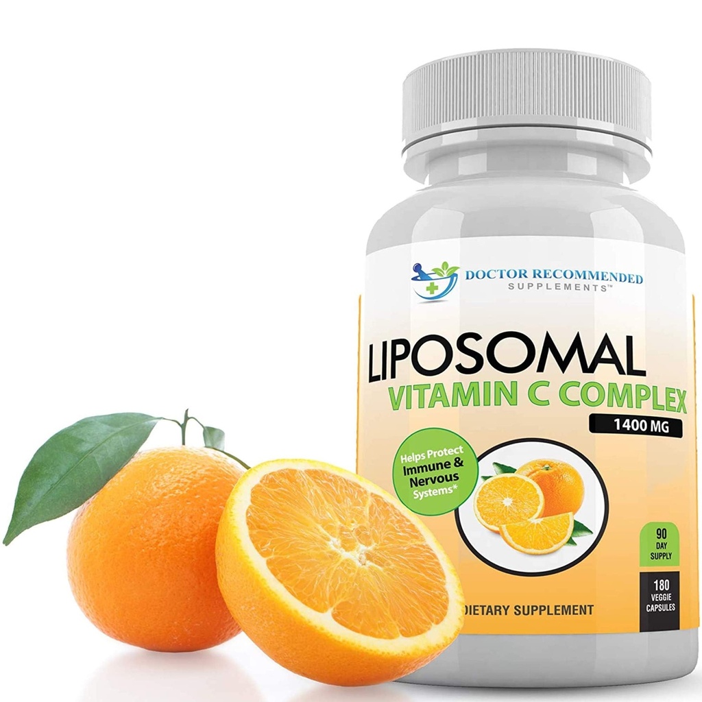 Liposomaalinen C 1400 mg per tarjoilu - 180 kasviskapselit Korkea Imeytyminen Askorbiinihappo, Lypo- pallomainen C-vitamiini Complex Immuno tuki täydentää tehokkaita antioksidantteja ja Collagen Booster