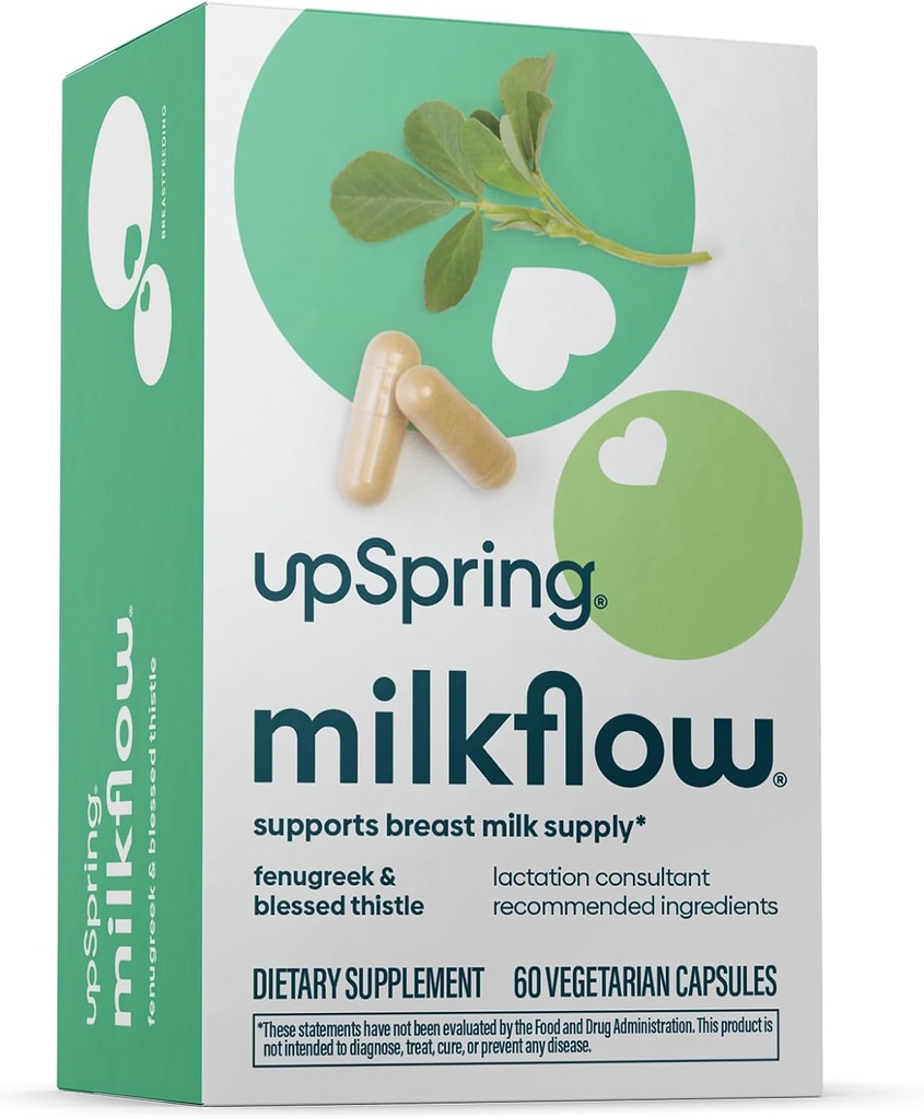 UpSpring Milkflow Imetys täydentää maidon tarjonnan lisääminen, imetys täydentää kanssa Sarviapila & siunattu ohdake, ei-GMO, Imetys Tuki 60 Vegaani kapselia