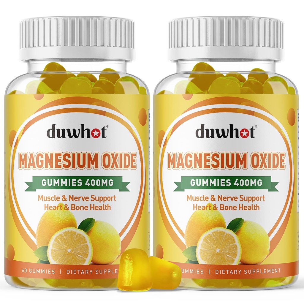Magnesiumoksidi Gummies 400 mg, magnesiumoksidipurutabletti täydentää aikuisille ja lapsille, hermoille, lihaksille, luun ja sydämen tuki, muu kuin GMO, Pektiini, Vegan, 120