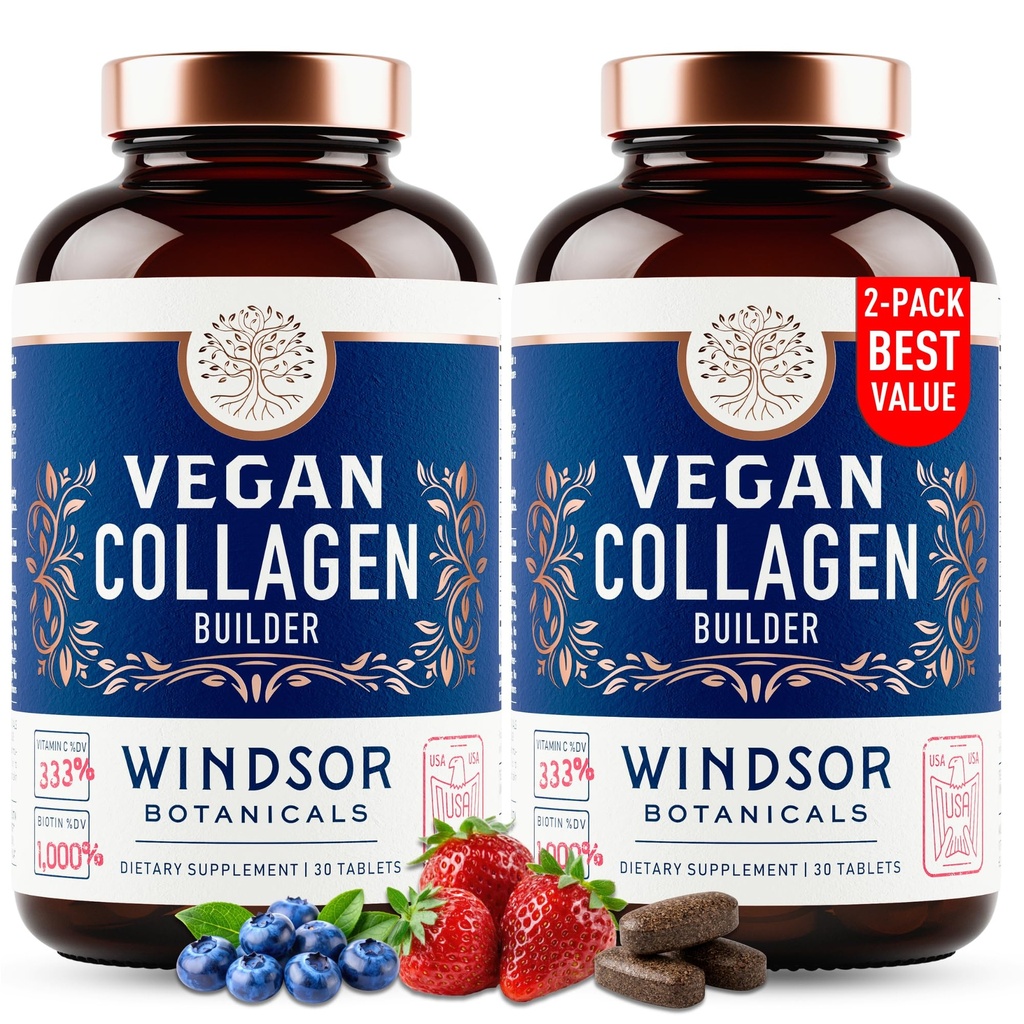 Vegan Collagen for Women and Men - Organic Superfood, Aminohapot Glysiini, Lysiini, Proline terve iho, hiukset, kynnet - Plant-Based Collagen Booster Lisäravinteet - 60 Gluteeniton kasvissyöjä pillereitä