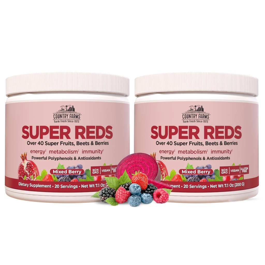 MAATILAT Super punaiset, Energizing Polyfenoli Superfood, yli 40 Super hedelmät ja marjat, Tehokkaat antioksidantit ja polyfenolit, Tukee energiaa, Tukee kiertoa, 40 tarjoilut, Mixed Berry