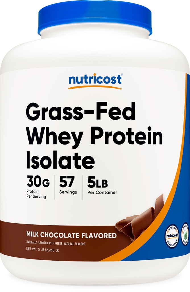 Nutricost Grass-Fed Whey Protein Isolate (Chocolate) 5LBS - Icke-GMO, Gluten Gratis, Naturliga smaker