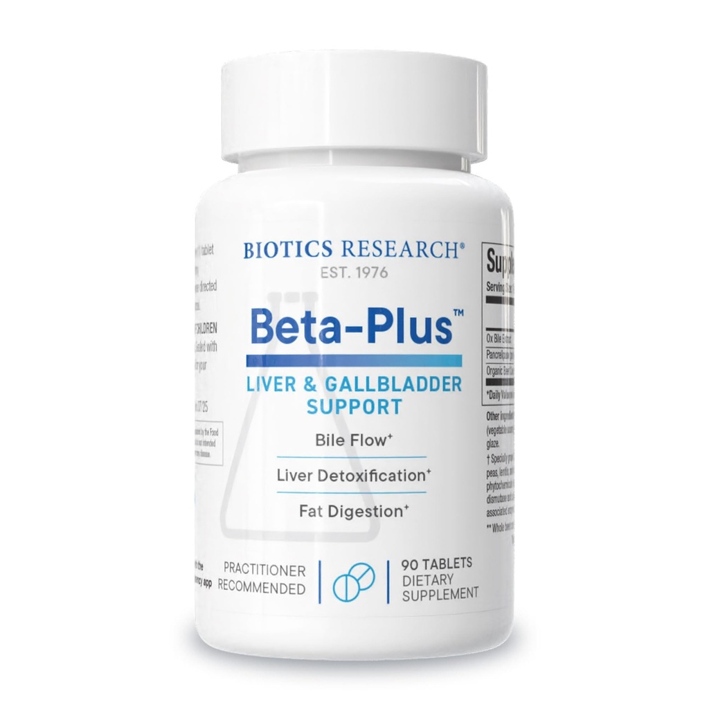 Biotics Research Beta-PlusTM Nutritional Ox Bile Salts Digestive Enzymes Supplement for Bile Production for No Gallbladder-Supports Overall Liver Function, Aids Fat Digestion, Supplies Betaine 90 Tabs