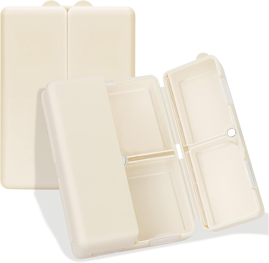 FYY Daily Pill Organizer,7 Osat Kannettava tapauksessa [Folding Design] Matka pilleri laatikko kukkaro tasku Hold vitamiineja, Cod Liver Oil, Lisäravinteet ja lääke-valkoinen