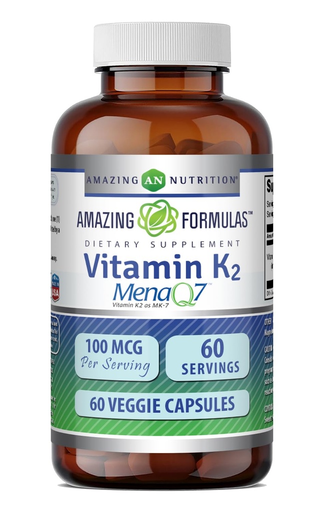 Amazing Formula K2 Menaq7 MK7 Täydennysosa ... 100 Mcg... Kasviskapselit...