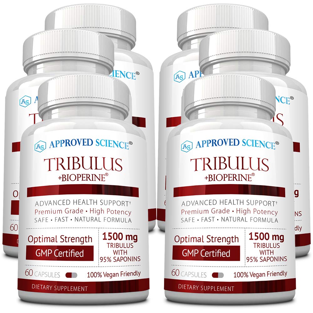 Hyväksytty Science Tribulus Terrestris - 360 kapselia - Boosts Testosteroni, parantaa urheilullinen suorituskyky, tukee lihasten kasvua ja korjaus - 95% Furostanol Saponins - Bioperine - Vegan - 6 pullot