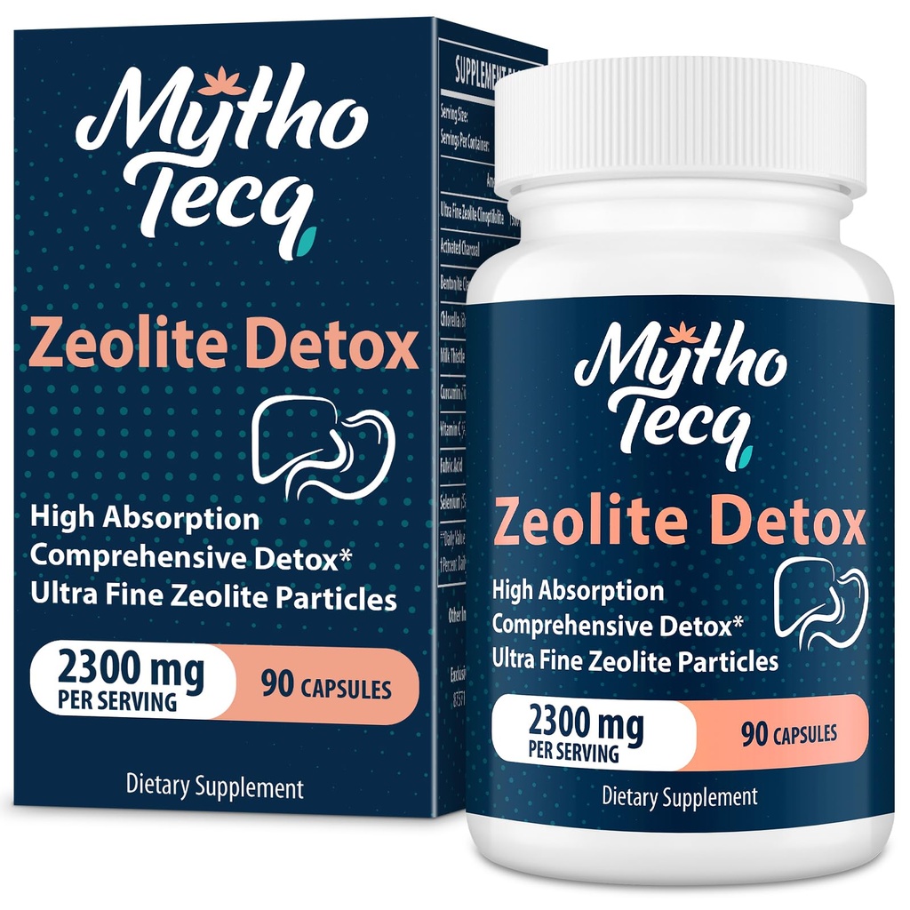 2300 MG Zeolite Detox -kapselit - Aktivoitu Charcoal & Bentonite Clay, erittäin imeytyvä koko keho, maksa- ja suolistopuhdistus, Zeoliittiklinoptiloliitti(90 kapselia)